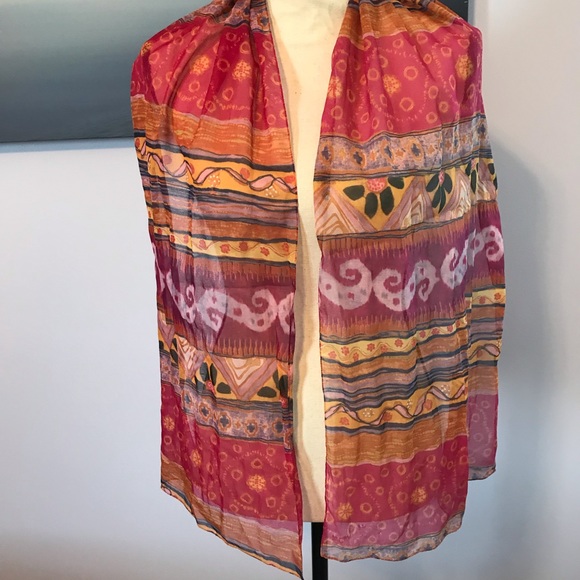 Il Mondo Di Angelo Italian Scarf Pink Orange Gold - Picture 2 of 8